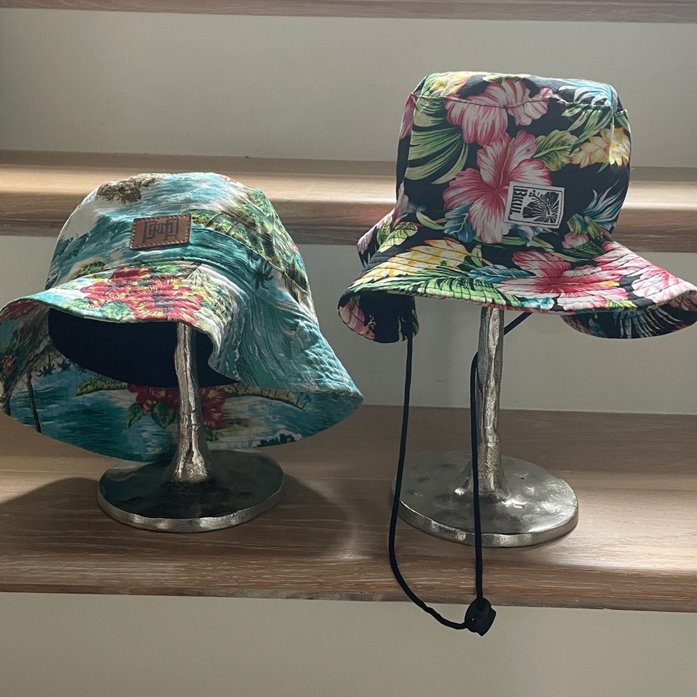 Lot of 2 Floral Hawaiian Women's Bucket Hats